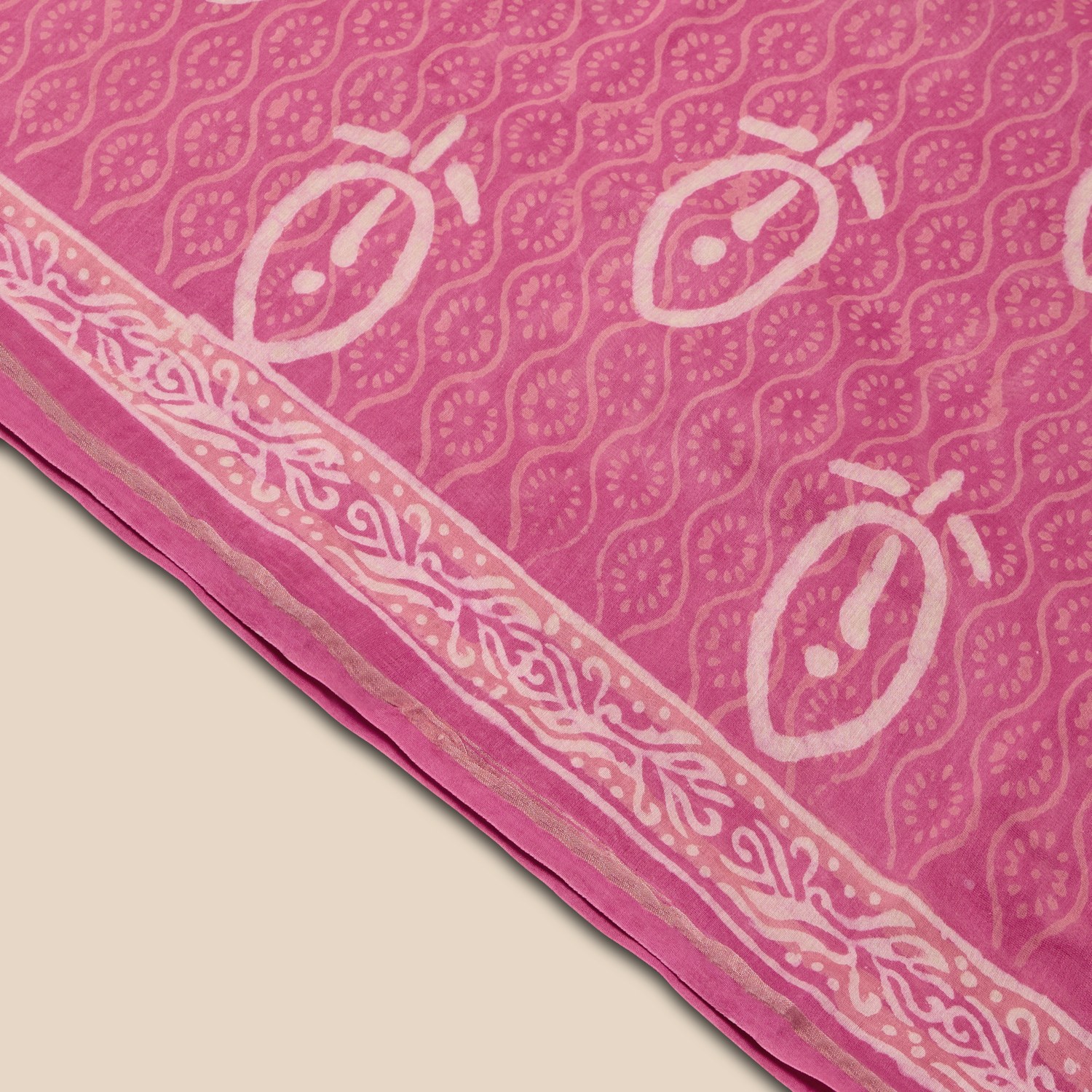 Pink Bagru Hand Block Print Saree - Image 3