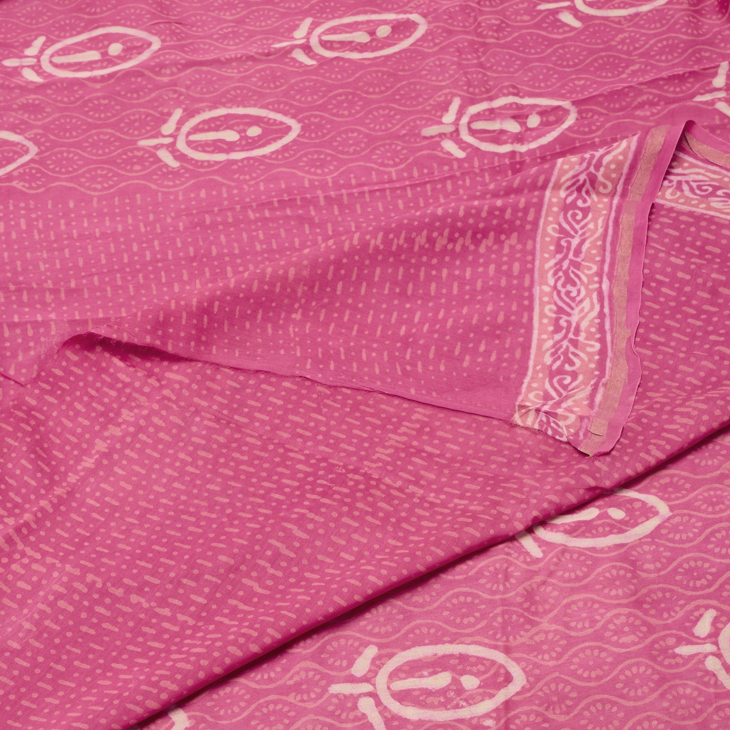 Pink Bagru Hand Block Print Saree - Image 2