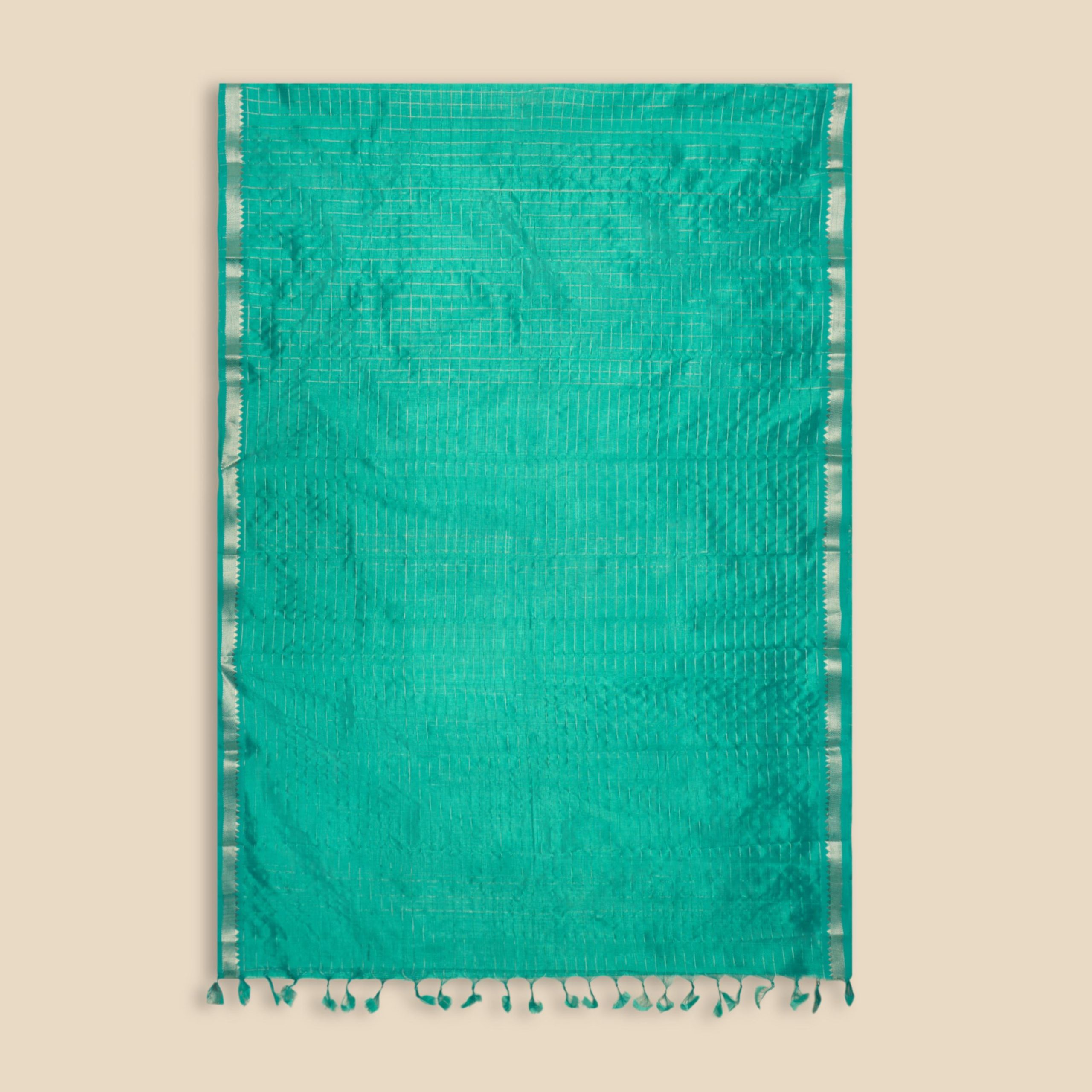 Turquoise Mangalagiri Pattu Handloom Saree - Image 4