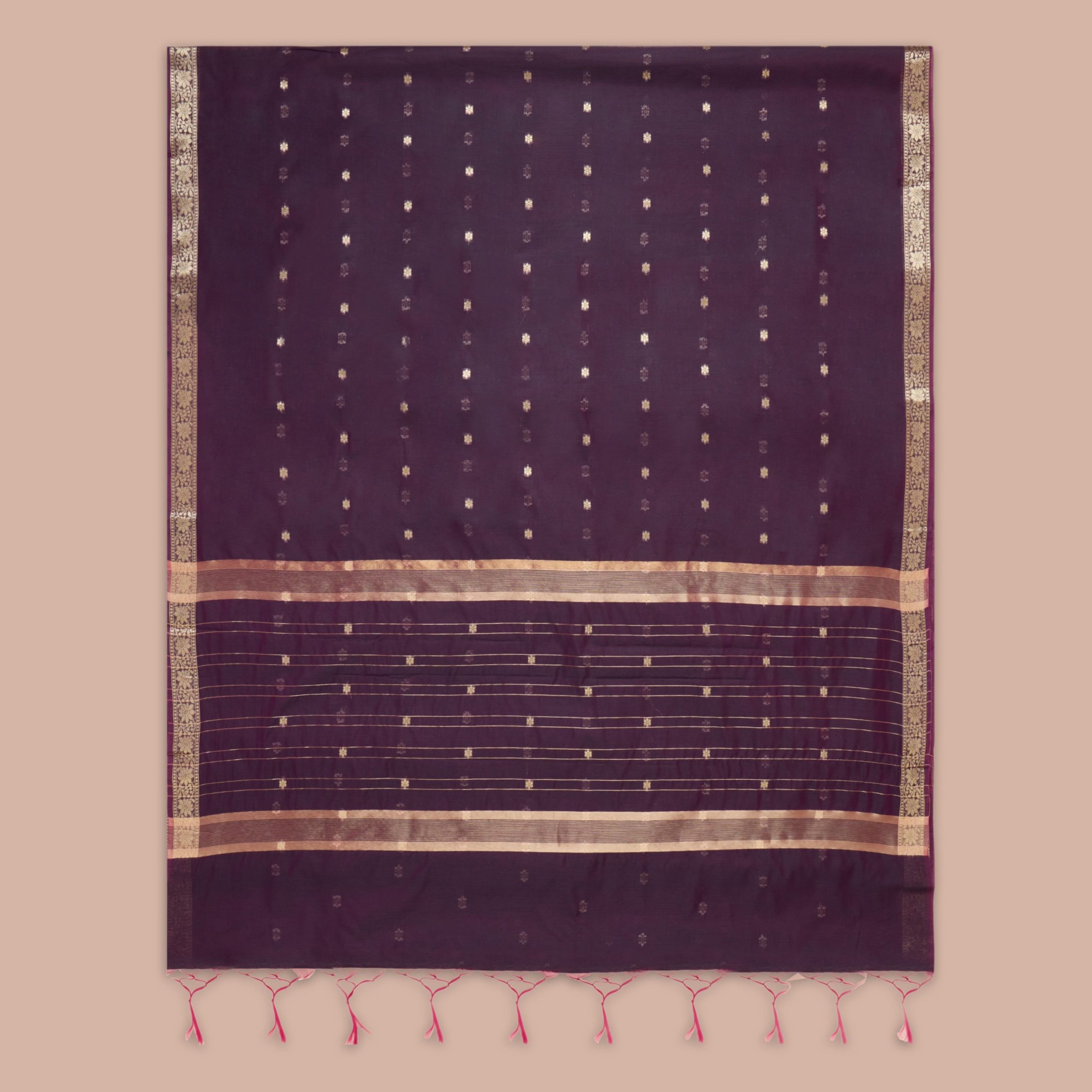 Purple Maheshwari Cotton Saree - Image 2
