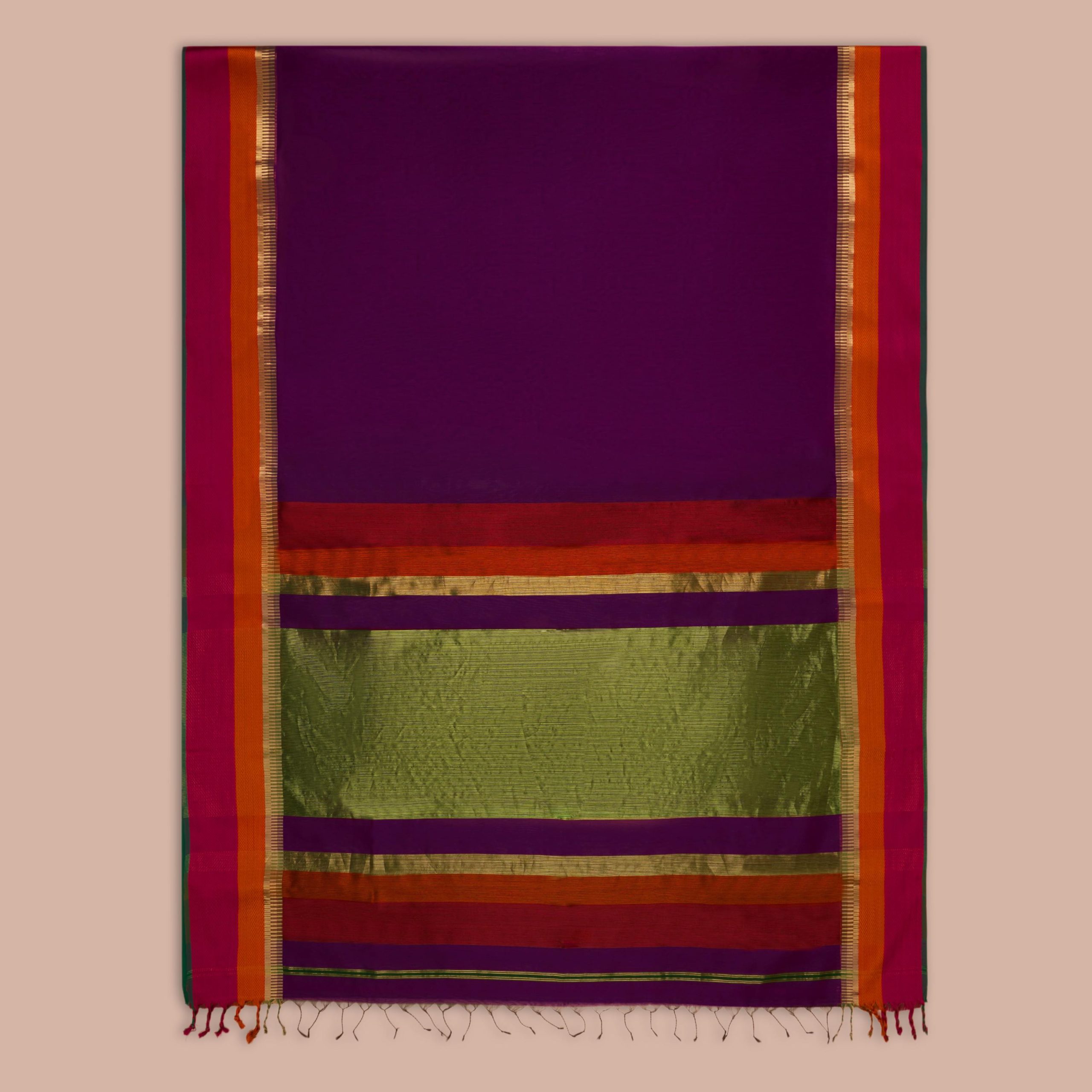 Purple Maheshwari Silk Saree - Image 4
