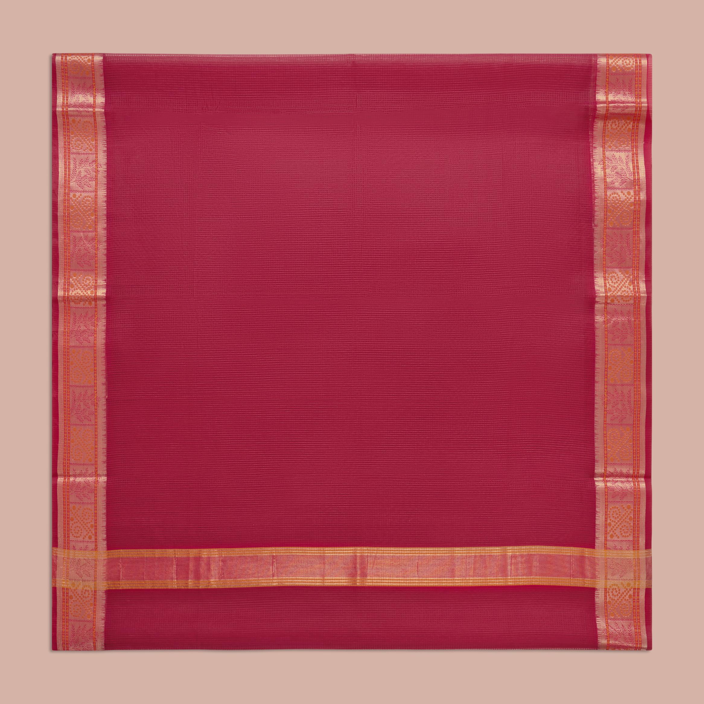 Pink Cotton Kota Doria Saree - Image 3