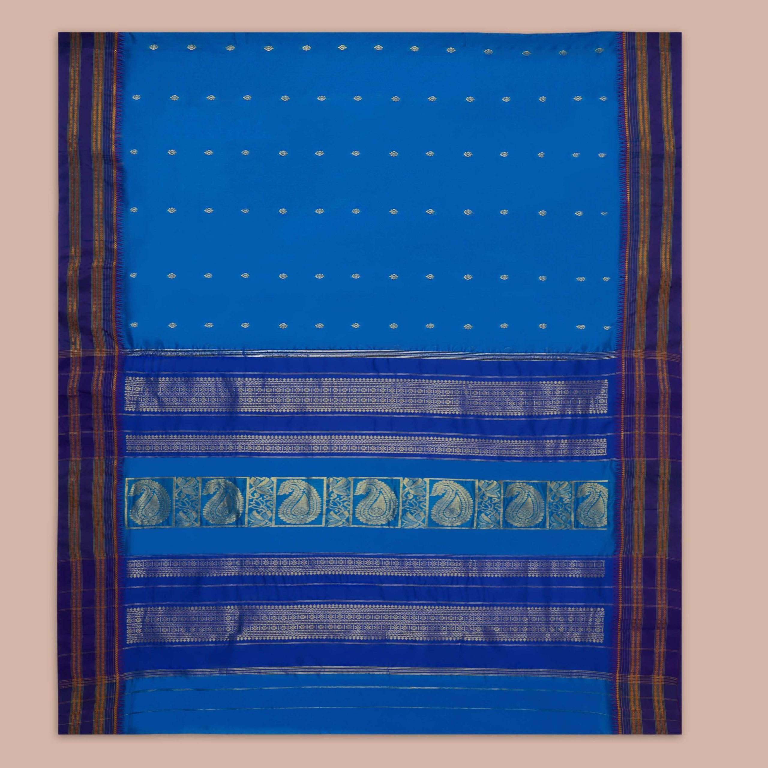 Royal Blue NarayanPeth Silk Saree - Image 3