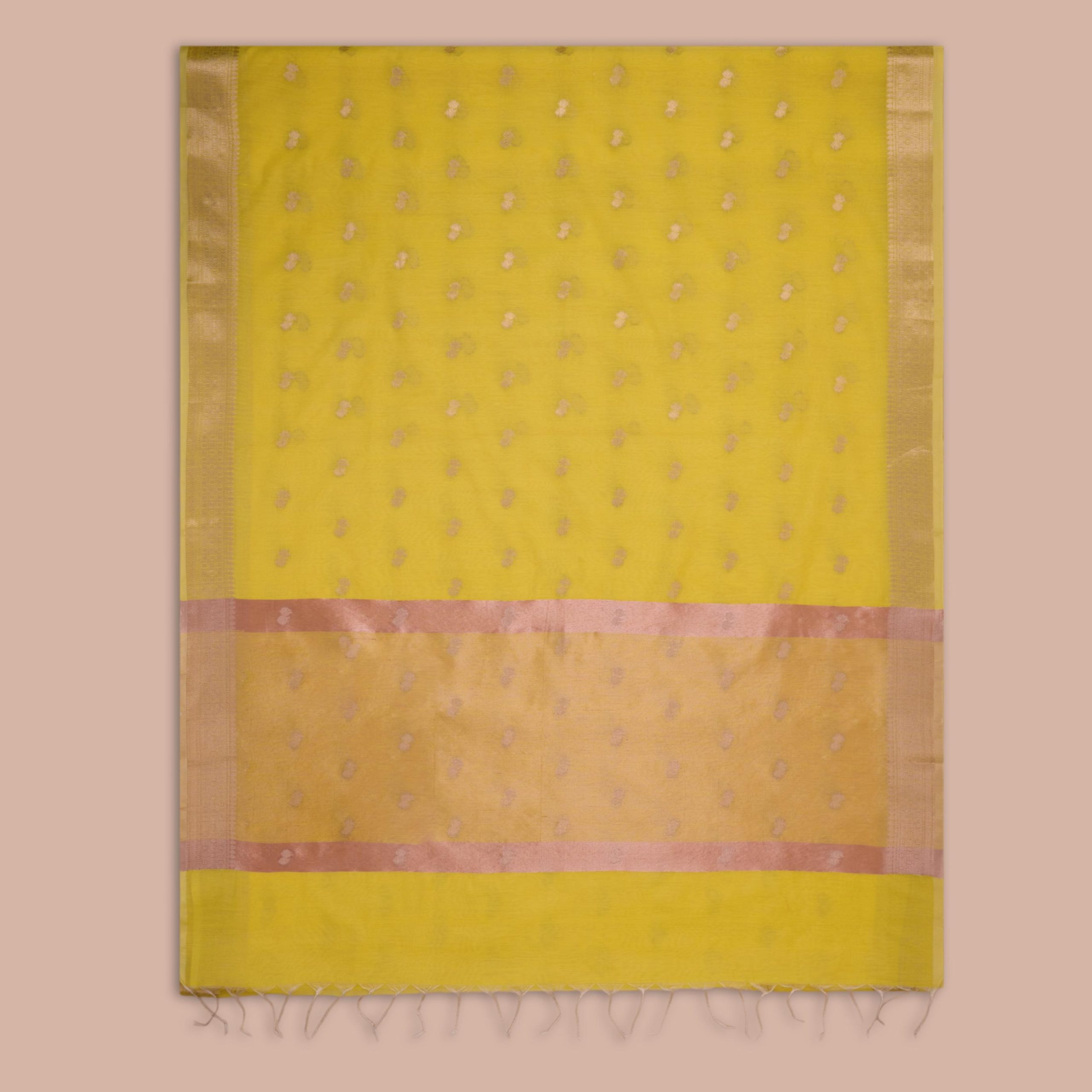 Yellow Chanderi Cotton Saree - Image 4