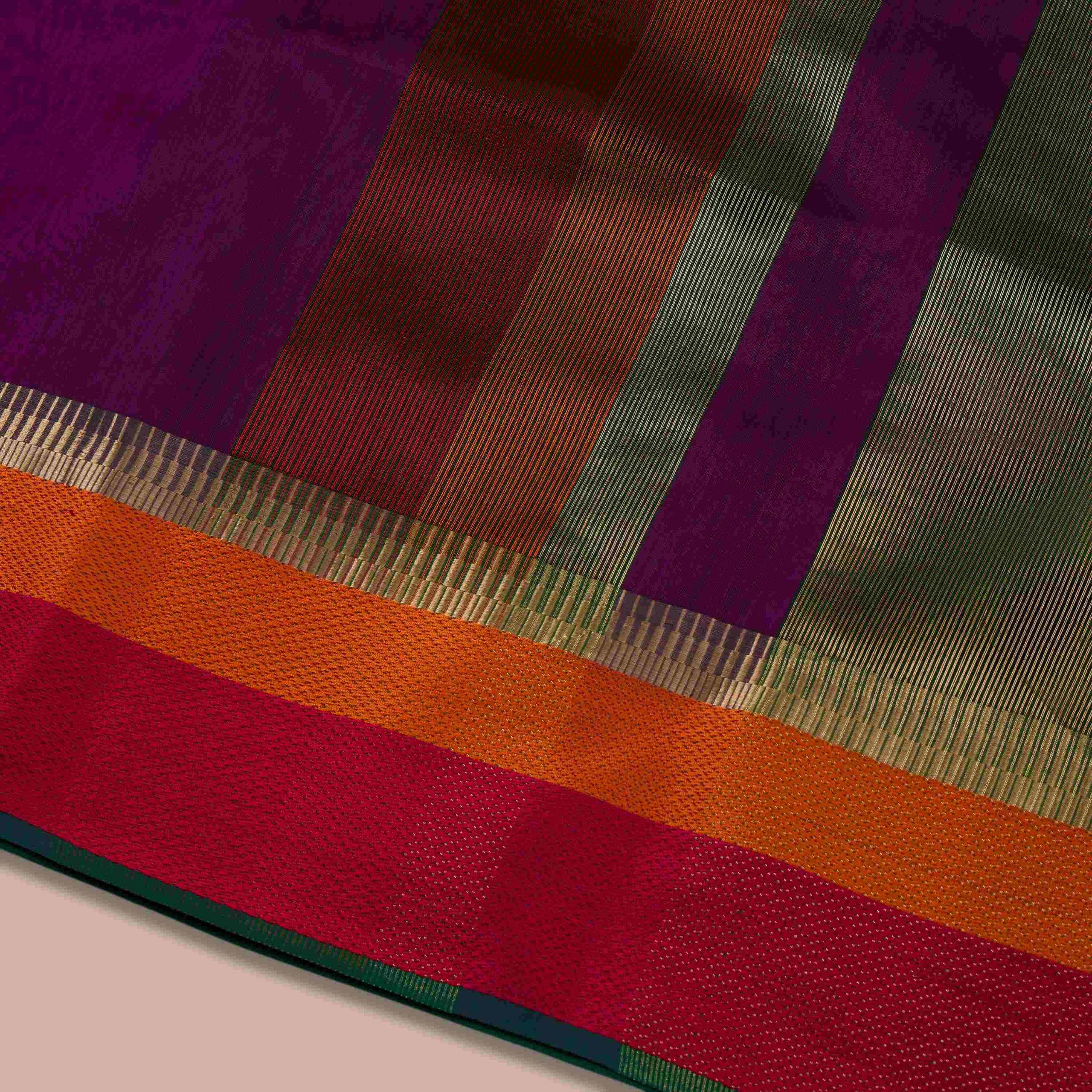 Purple Maheshwari Silk Saree - Image 3