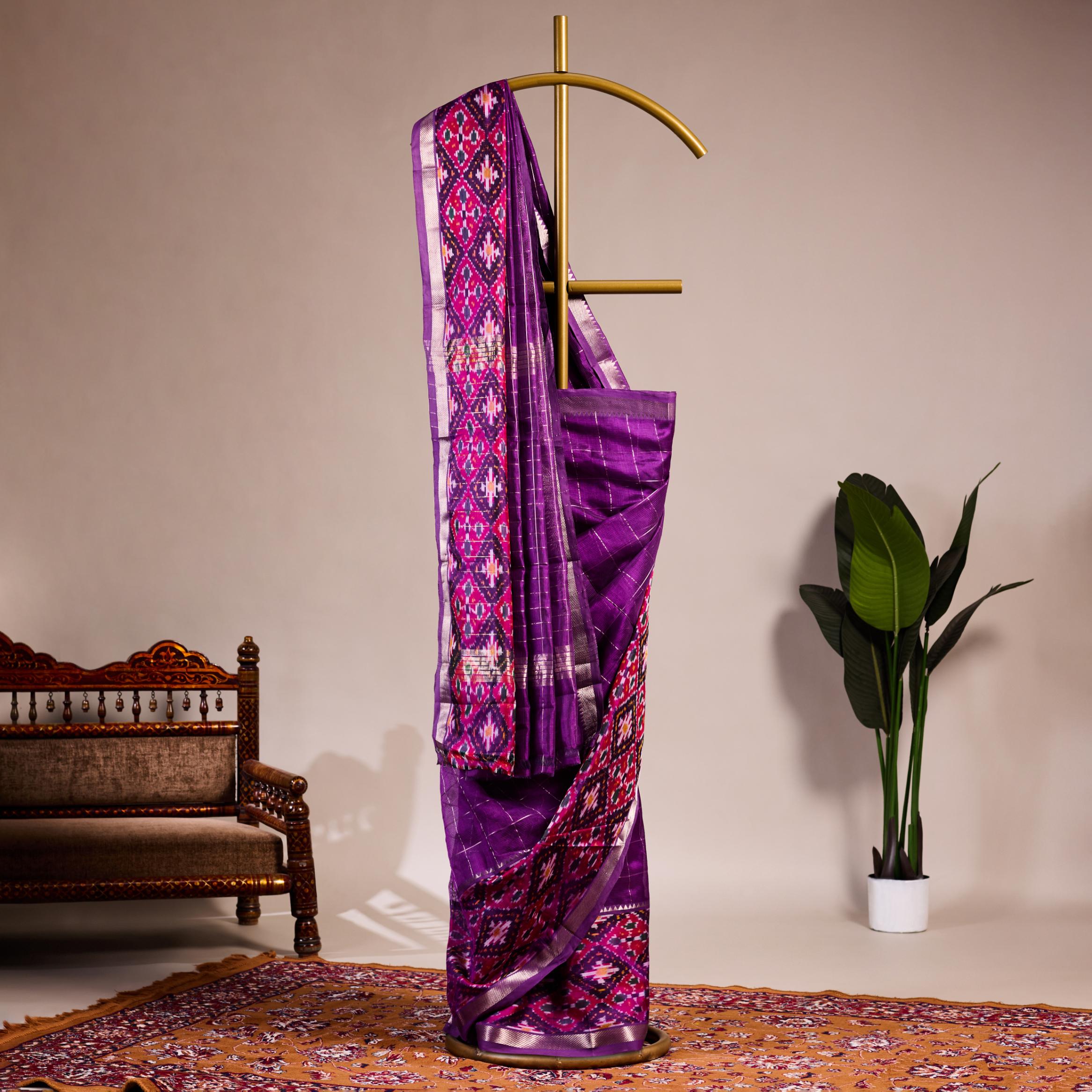 Mulberry Silk Ikat Border Handloom Saree - Image 2