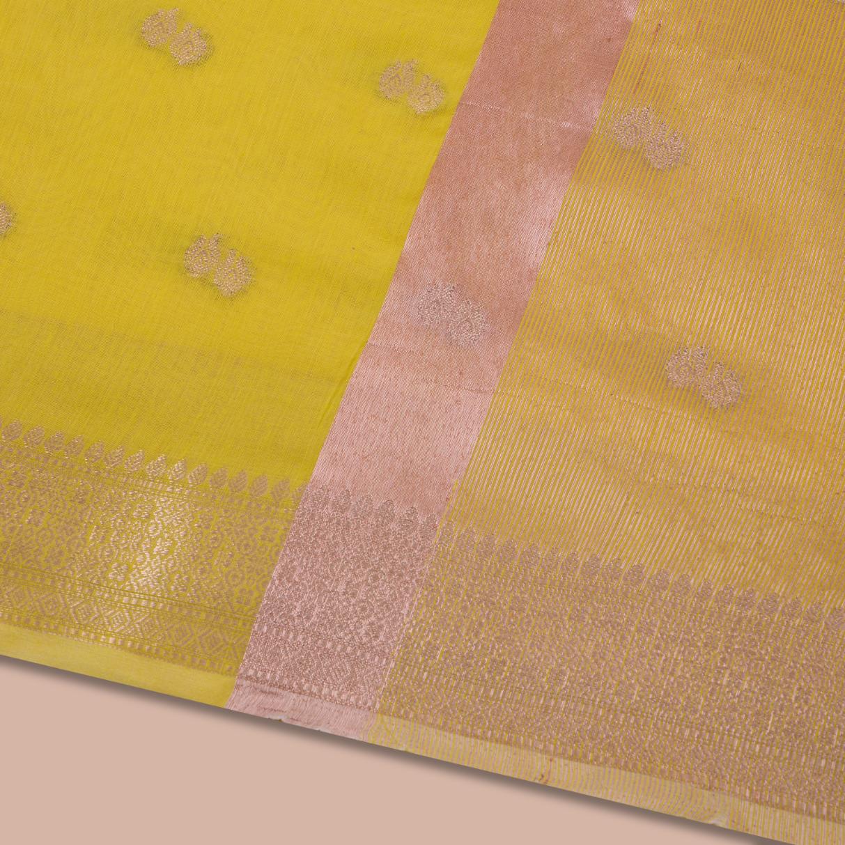 Yellow Chanderi Cotton Saree - Image 3