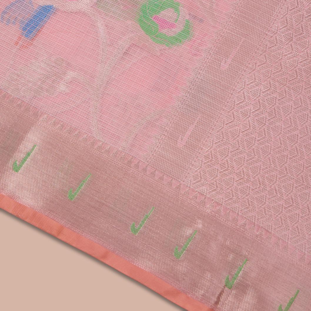 Pink Tissue All Over Design Saree - Image 3