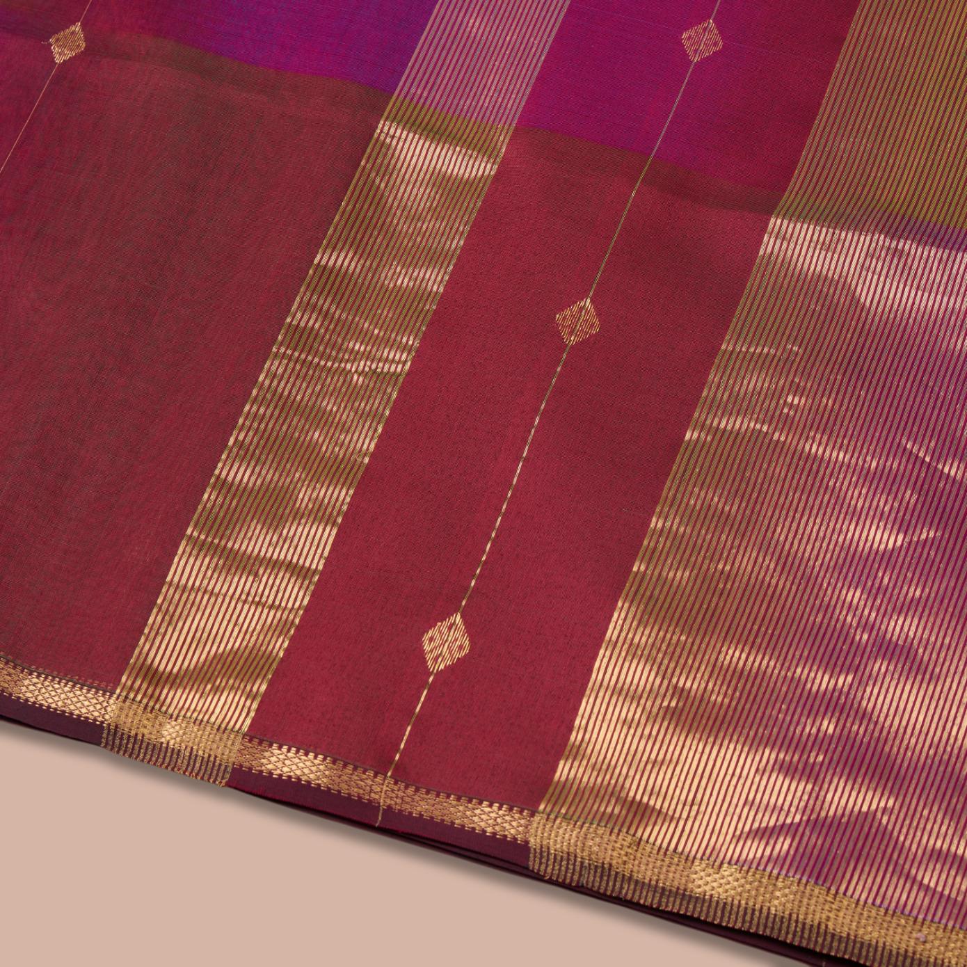 Pink & Red Maheshwari Silk Two-Tone Saree - Image 4