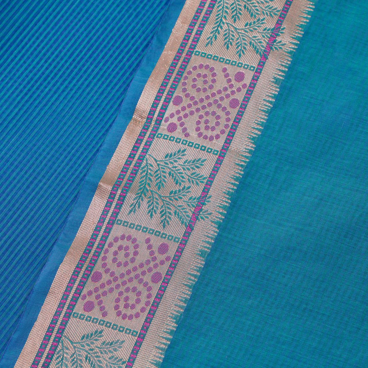 Blue Cotton Kota Doria Saree - Image 2
