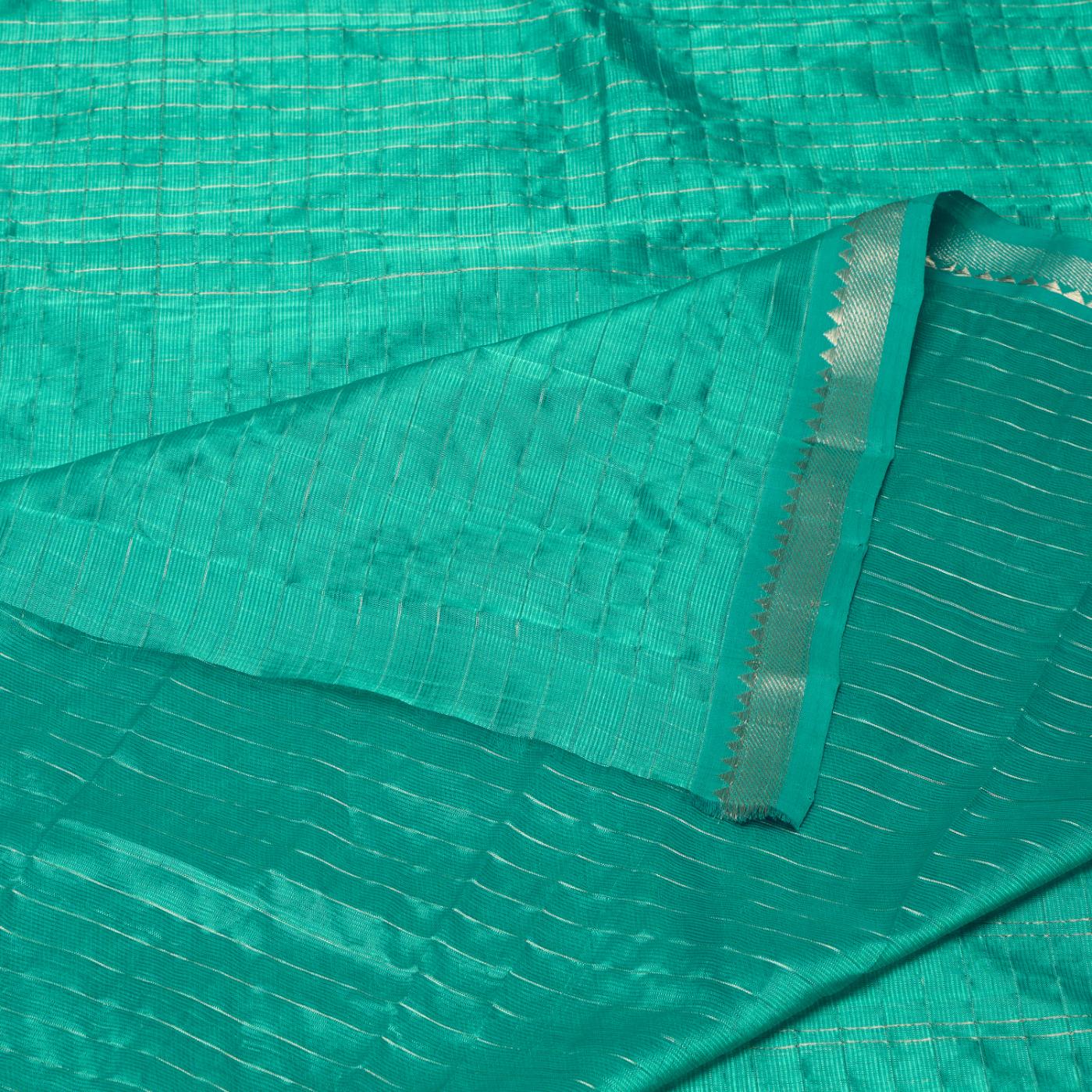 Turquoise Mangalagiri Pattu Handloom Saree - Image 2