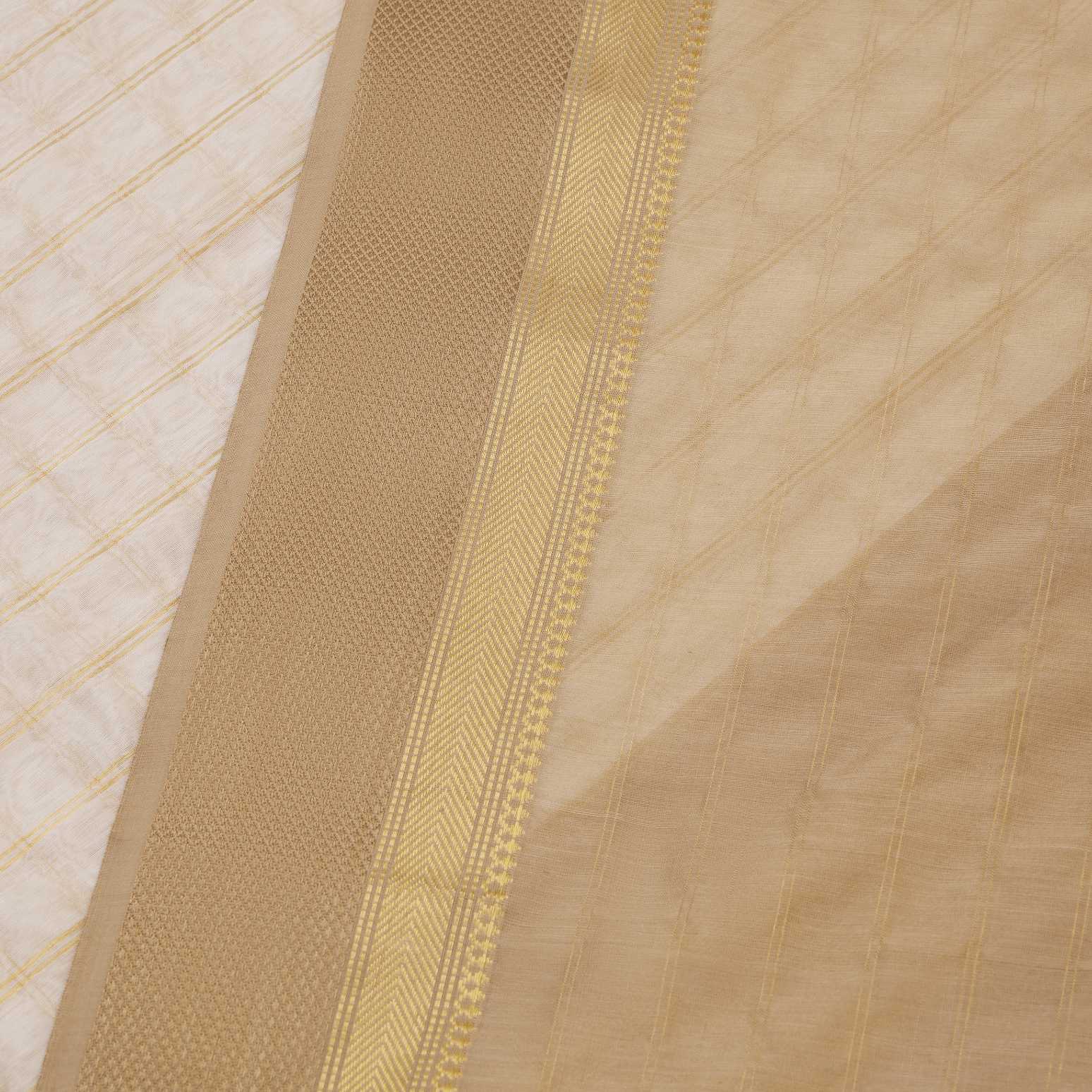 Ivory Handloom Maheshwari Silk Saree - Image 4