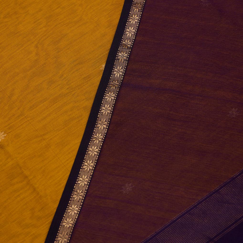 Mustard & Purple Maheshwari Handloom Silk Saree - Image 3