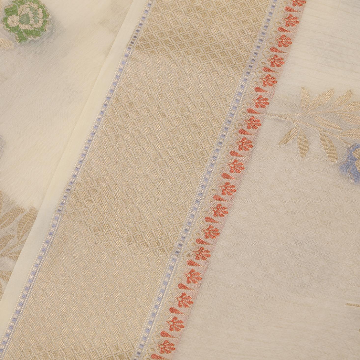 Ivory Cotton Jamdani Saree - Image 2