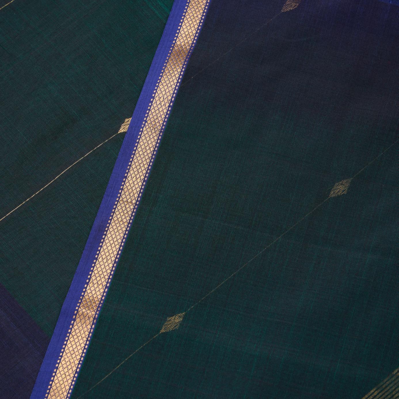 Green & Blue Maheshwari Silk Two-Tone Saree - Image 3