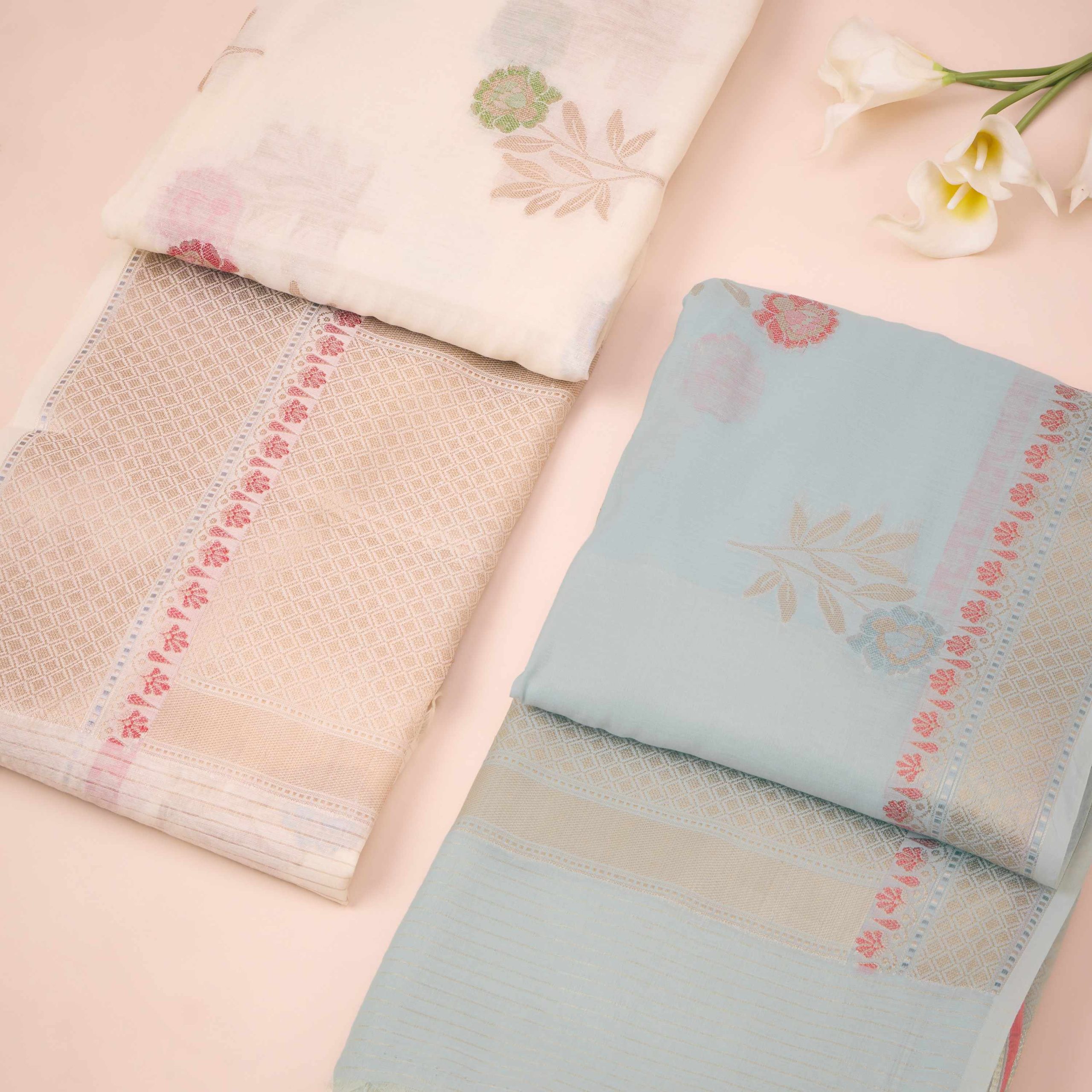 Ivory Cotton Jamdani Saree - Image 4