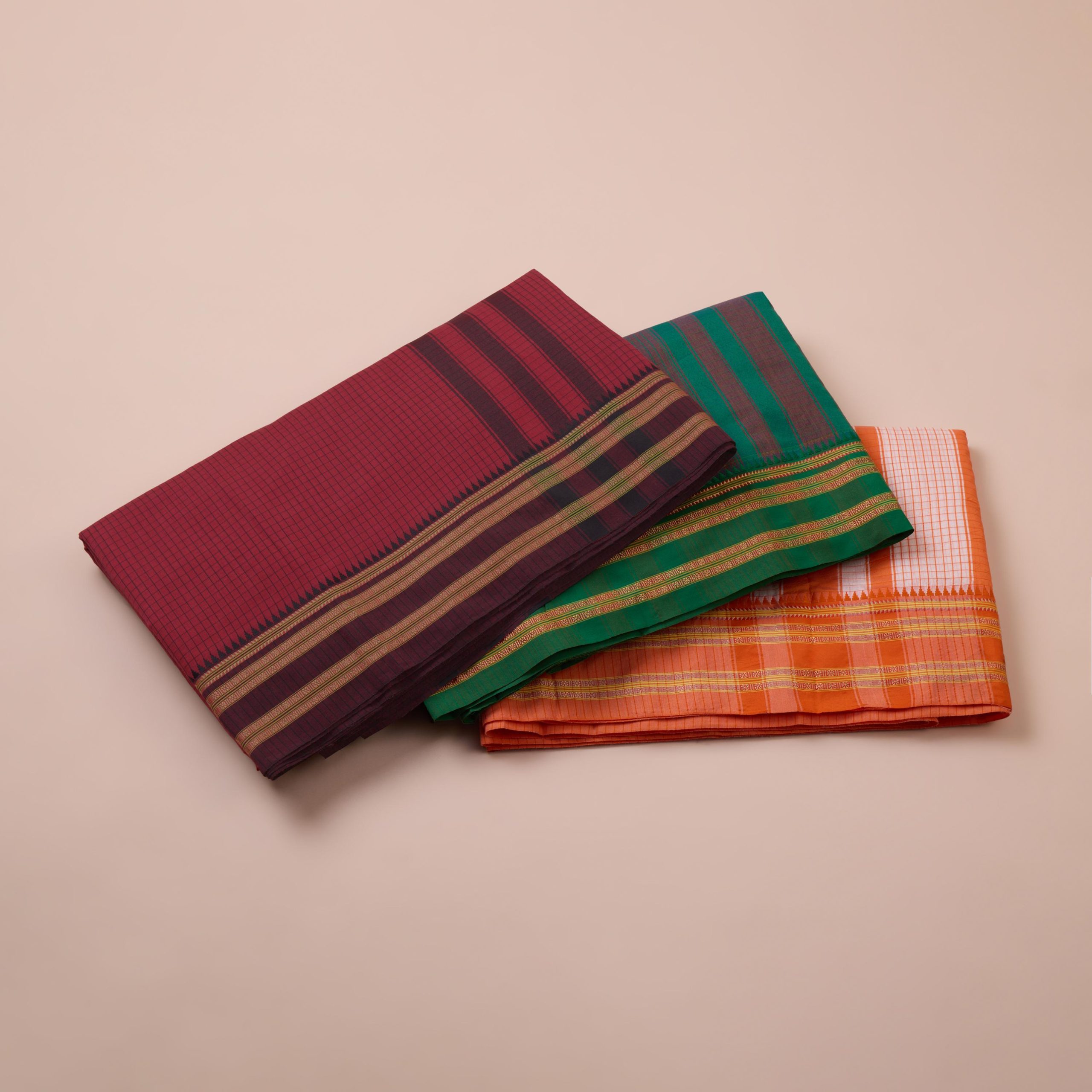 Brown Cotton Checks Saree - Image 4