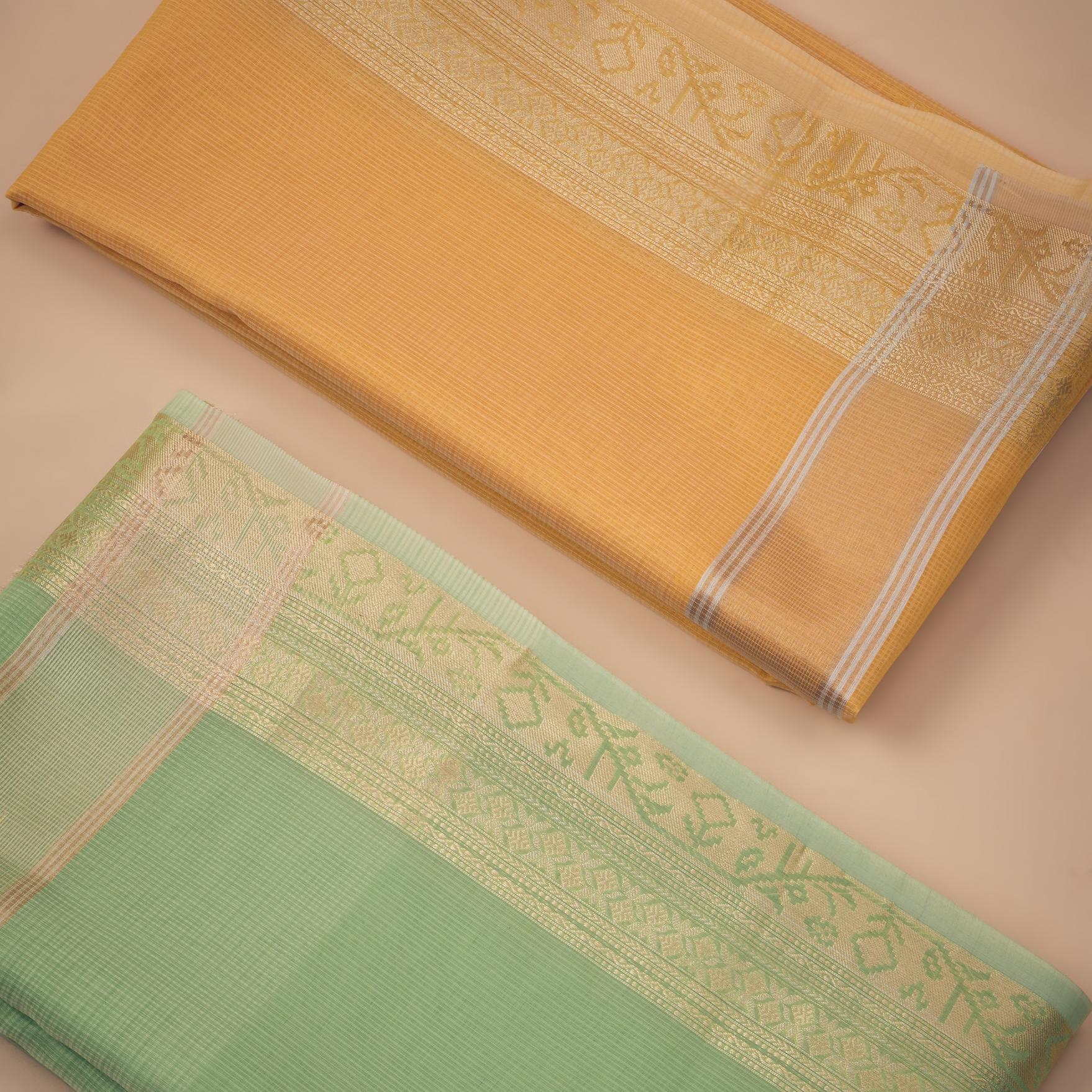 Pista Green Kota Doria Saree - Image 4