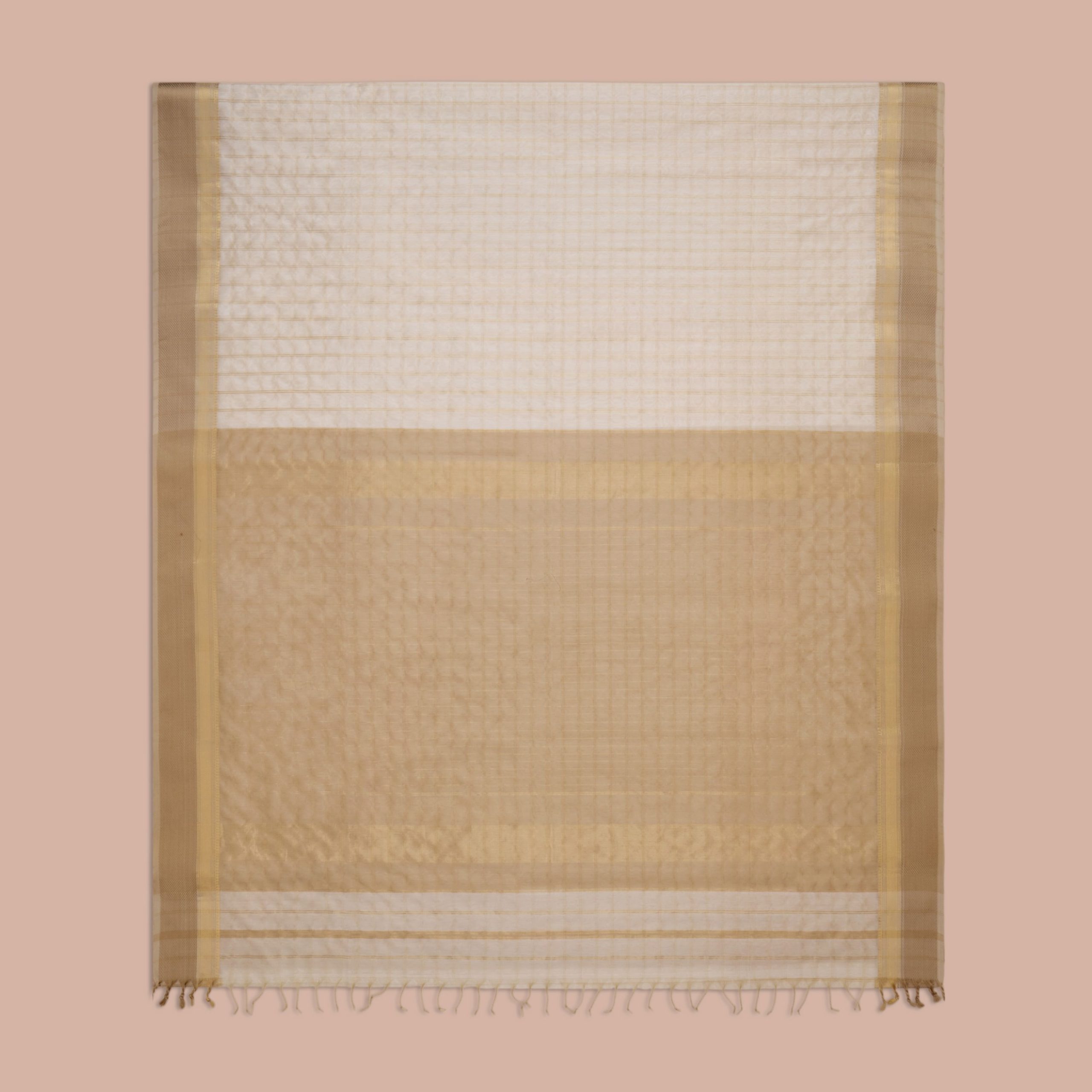 Ivory Handloom Maheshwari Silk Saree - Image 2